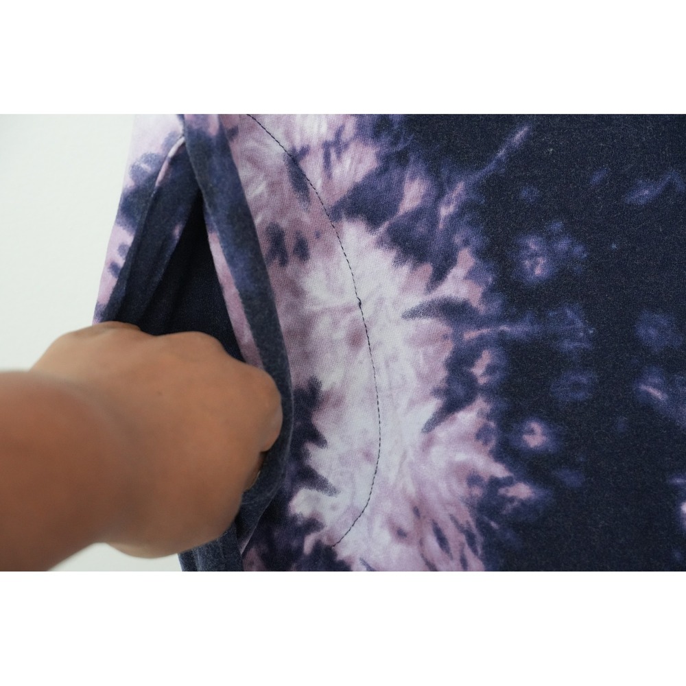Cato Maxi Dress Women Small Purple Tie Dye Cold‎ Shoulder Lattice Sleeve Pockets - Picture 3 of 6